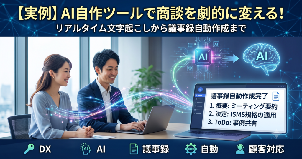 【実例】AI自作ツールで商談を劇的に変える!リアルタイム文字起こしから議事録自動作成まで実現した私の「現場主導DX」