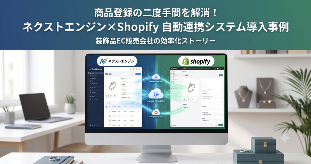 【導入事例】ネクストエンジンとShopifyのAPI連携で出品作業を自動化。複数モールの在庫・商品管理を一元化した装飾品ECの業務改善