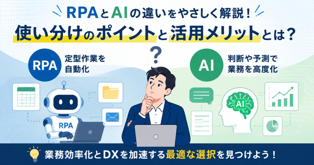 RPAとAI、どちらで自動化すべき？中小企業のための使い分け完全ガイド【2026年版】