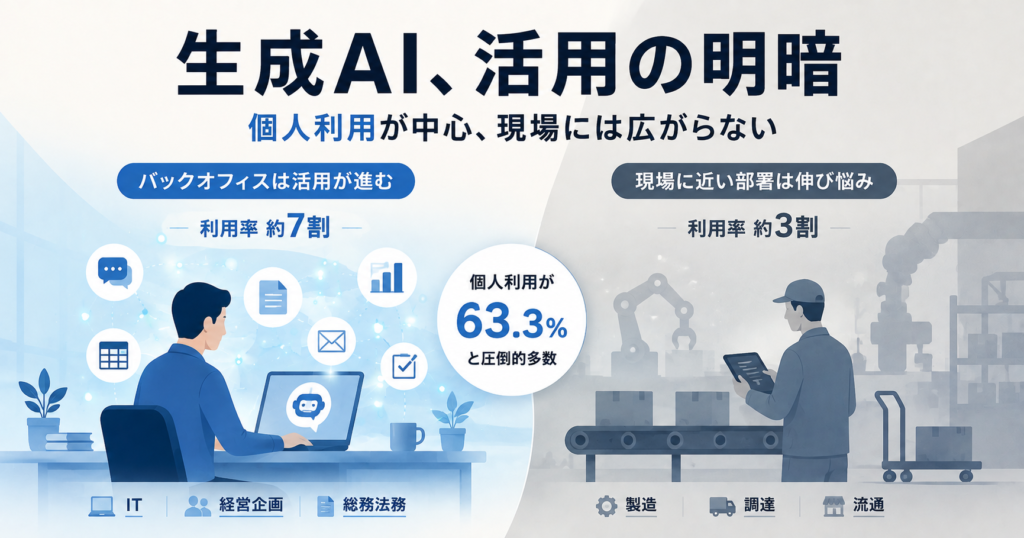 「AI活用してます」の実態は個人利用止まり ― 現場（製造・調達・物流）に届いていない生成AIの現実